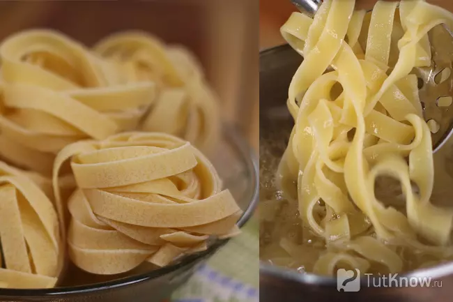Паста фетучини отваренная до аль денте