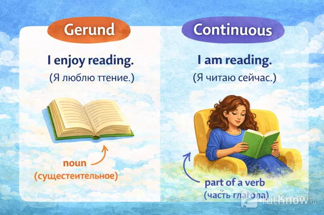 Gerund vs Continuous разница примеры