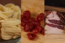 Ингредиенты для пасты фетучини с вялеными томатами