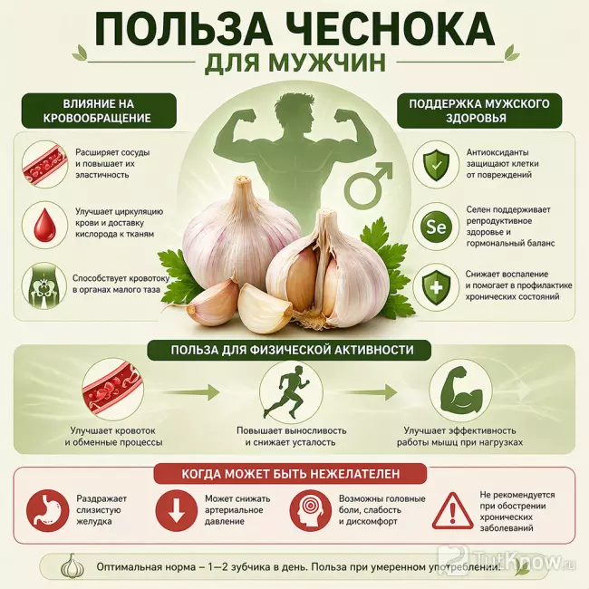 Польза чеснока для мужчин инфографика