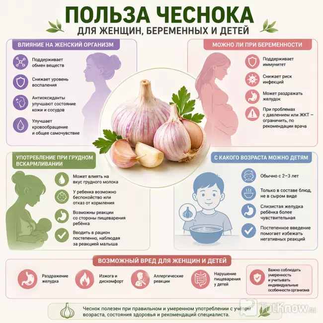 Польза чеснока для женщин, беременных и детей
