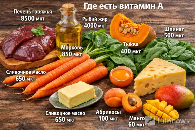 В каких продуктах содержится витамин А