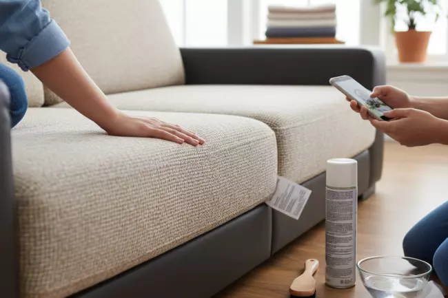 Определение типа обивки дивана перед чисткой