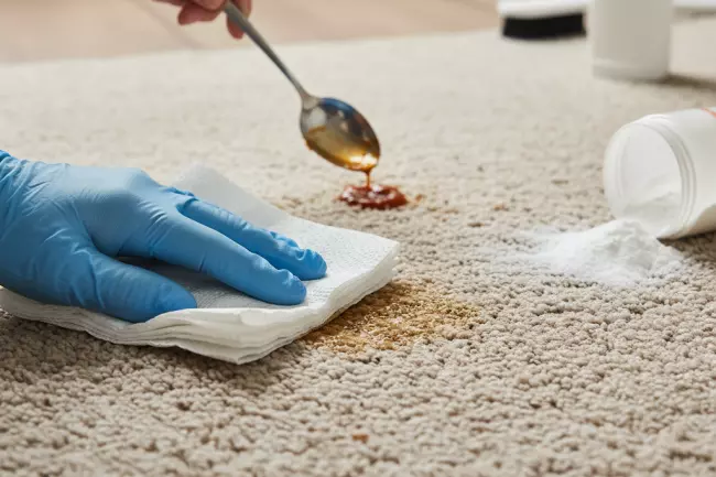 Быстрое удаление жирных пятен с ковра
