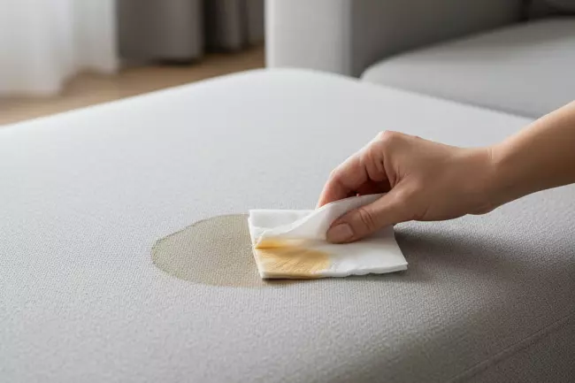 Удаление свежих пятен с дивана