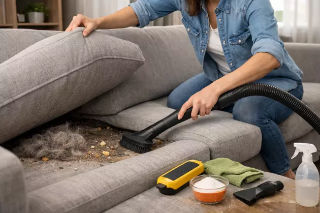 Чистка дивана и удаление неприятного запаха