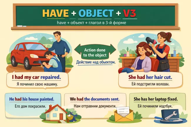 Конструкция have something done: формула и употребление