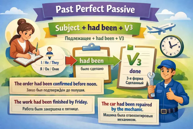 Past Perfect Passive: структура had been done
