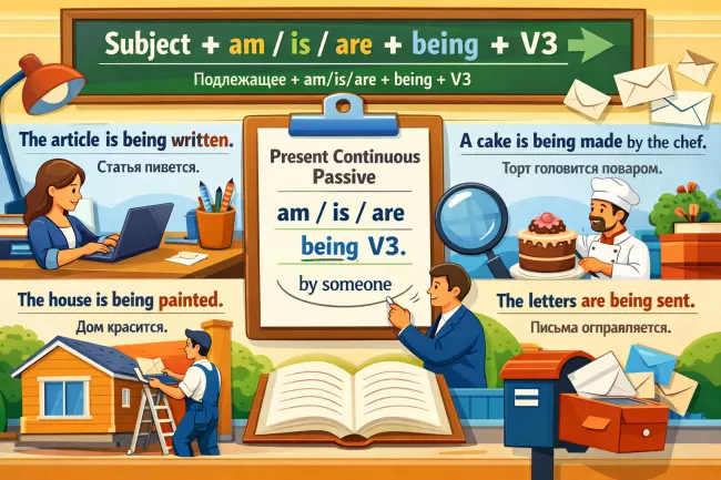 Present Continuous Passive: структура и примеры