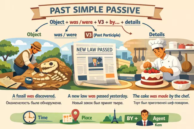 Past Simple Passive в прошедшем времени