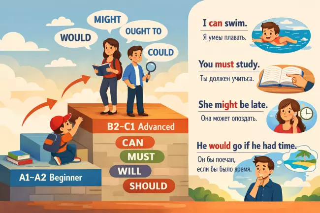 Частотность модальных глаголов по уровням английского