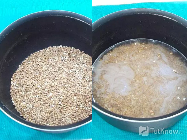 Гречка залита водой перед варкой